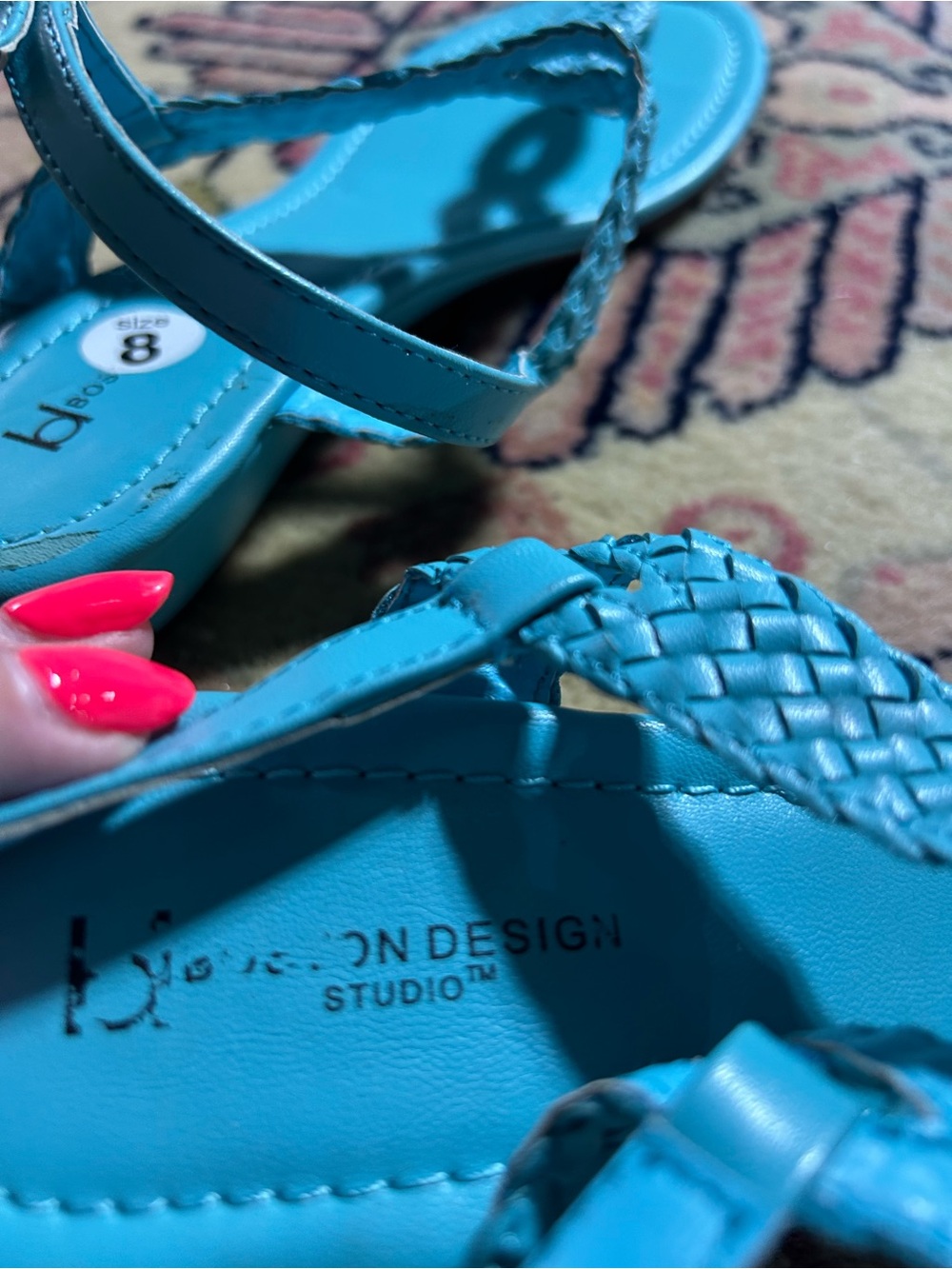 Braided T-Strap Sandals in Turquoise - Lightweight Summer Style - Picture 7 of 7